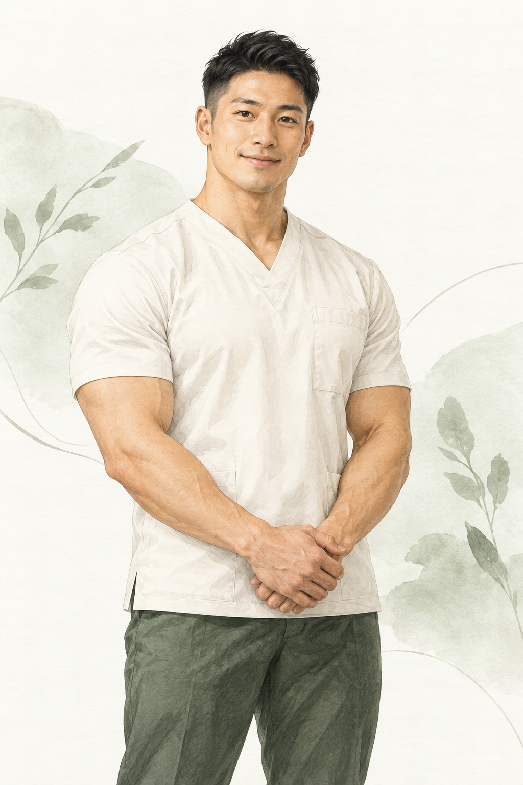 山本の紹介用・筋肉質な男性セラピストのイメージイラスト