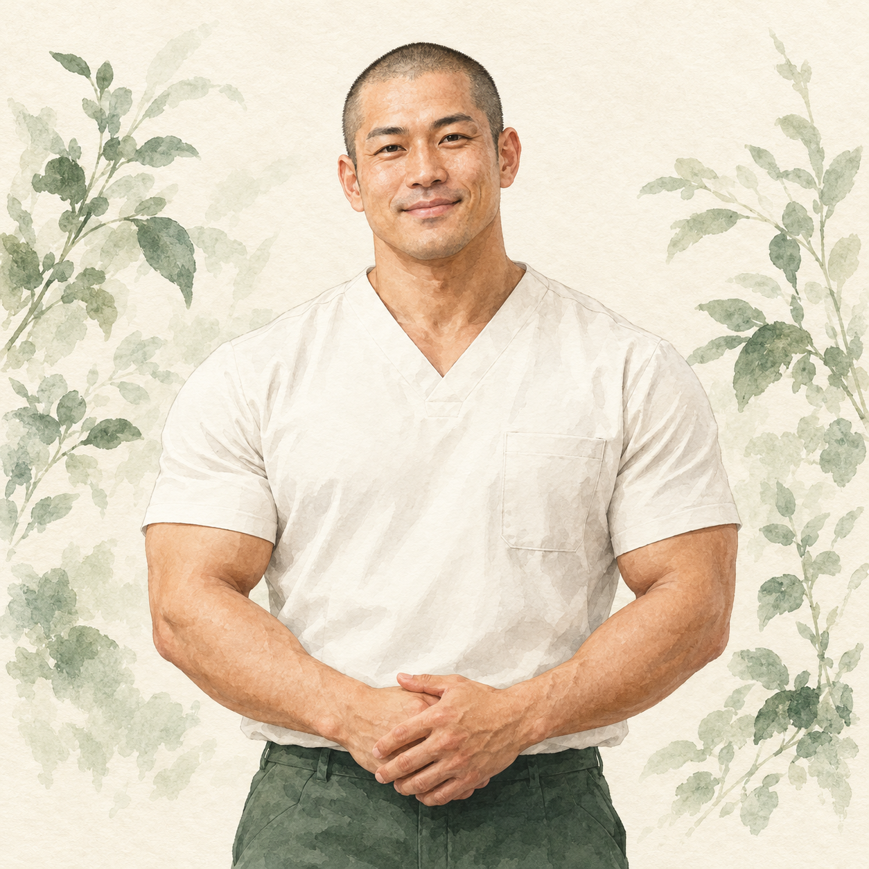 谷本の紹介用・筋肉質な男性セラピストのイメージイラスト